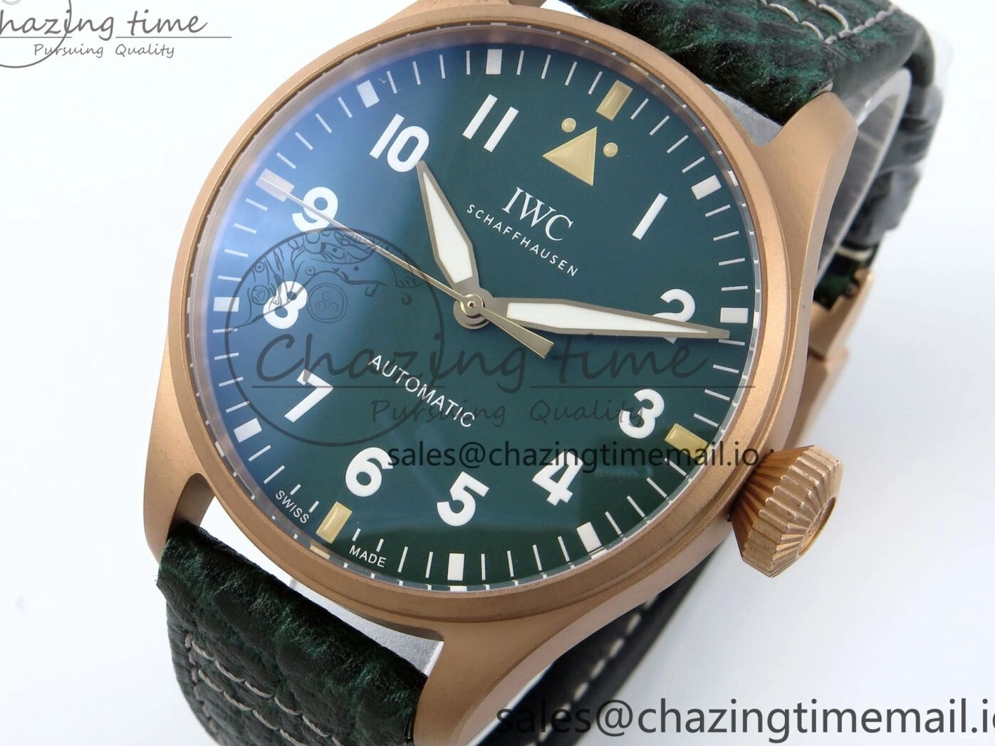 MIROTIME 0307 Durable Big Pilot IW329702 M+F 1:1 Best Edition Green Dial on Green Leather Strap MY 7006